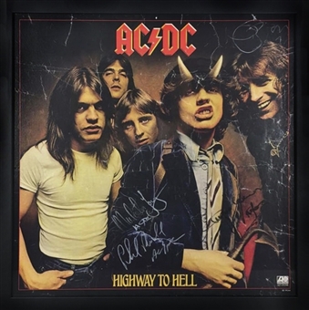 AC/DC Vintage Group Signed 18" x 18" Highway To Hell Promotional Flat w/ Bon Scott! (Beckett)